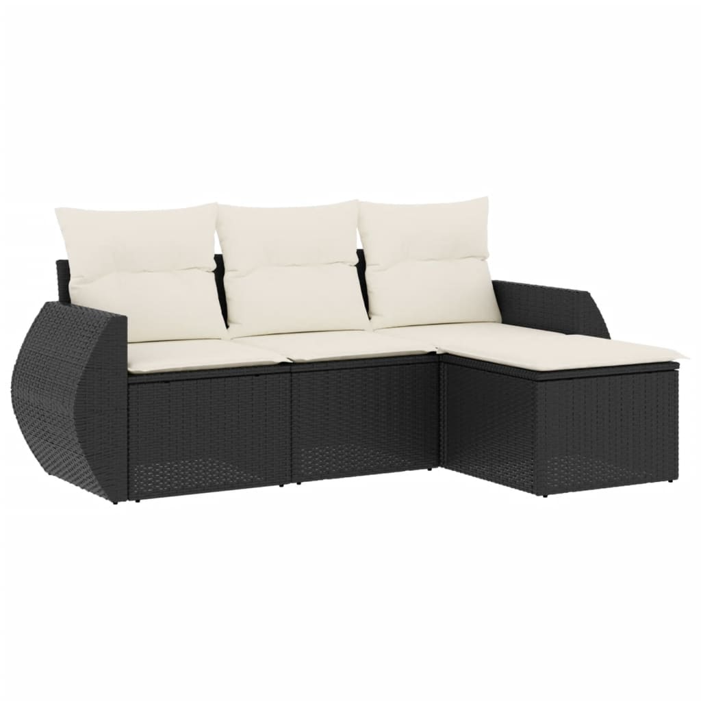 vidaXL 4-dijelni set vrtnih sofa od poliratana s jastucima crni