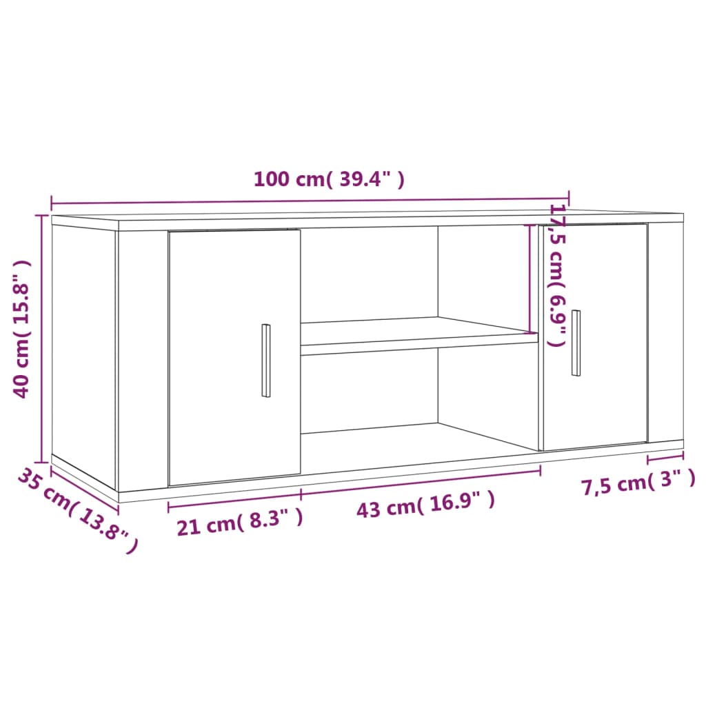 vidaXL TV ormarić crni 100 x 35 x 40 cm od konstruiranog drva