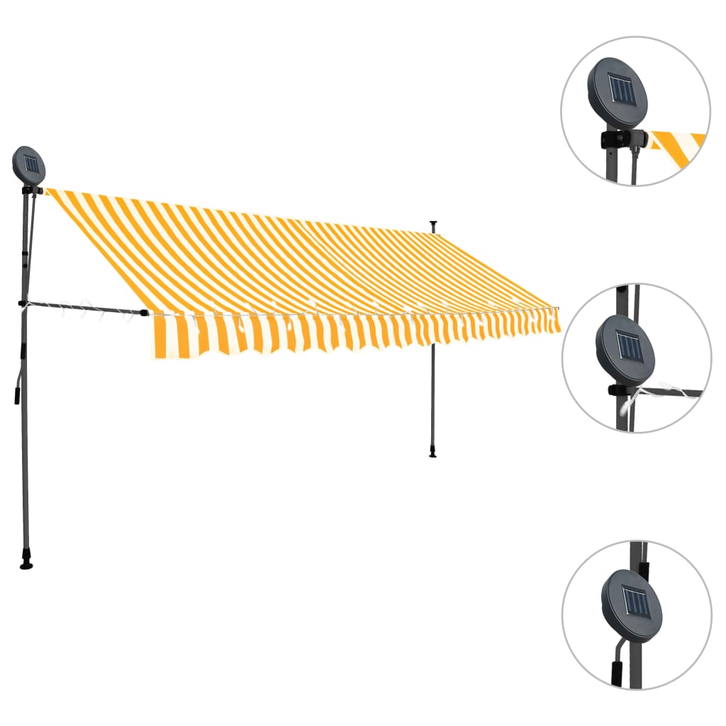 vidaXL Tenda na ručno uvlačenje LED 350 cm bijelo-narančasta