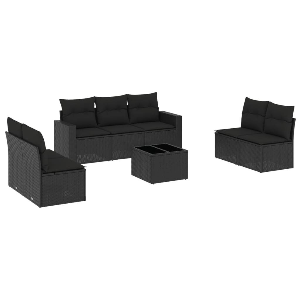 vidaXL 8-dijelni set vrtnih sofa od poliratana s jastucima crni