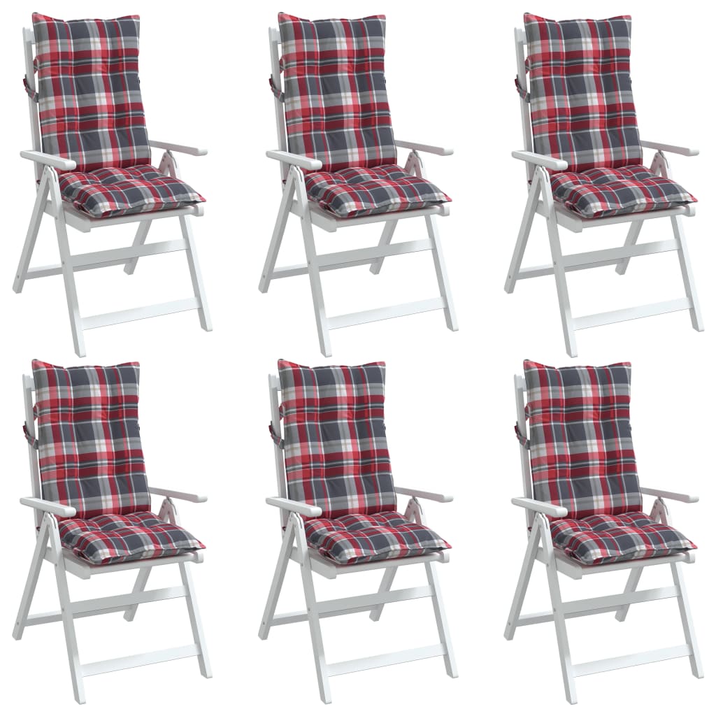 vidaXL Jastuci za stolicu visoki naslon 6 kom crveni karirani tkanina