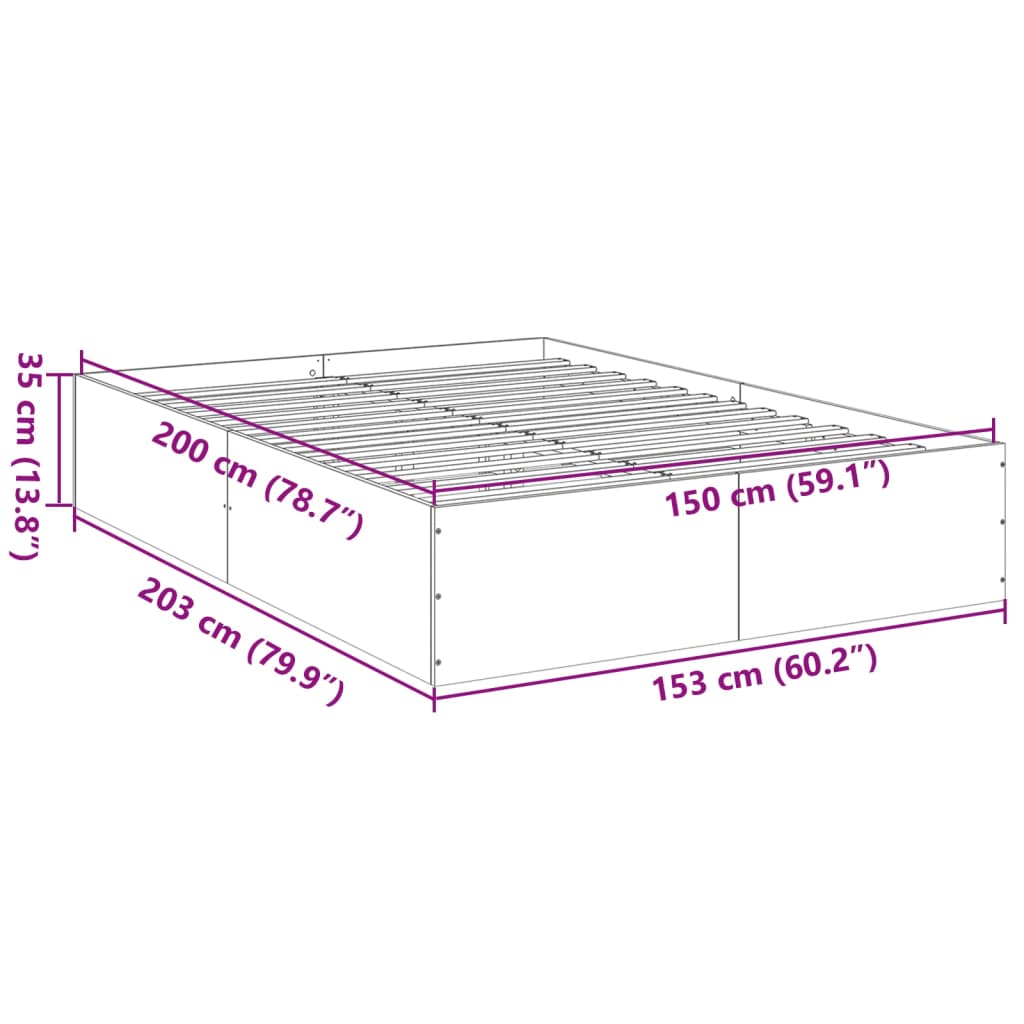 vidaXL Okvir za krevet smeđi hrast 150 x 200 cm konstruirano drvo