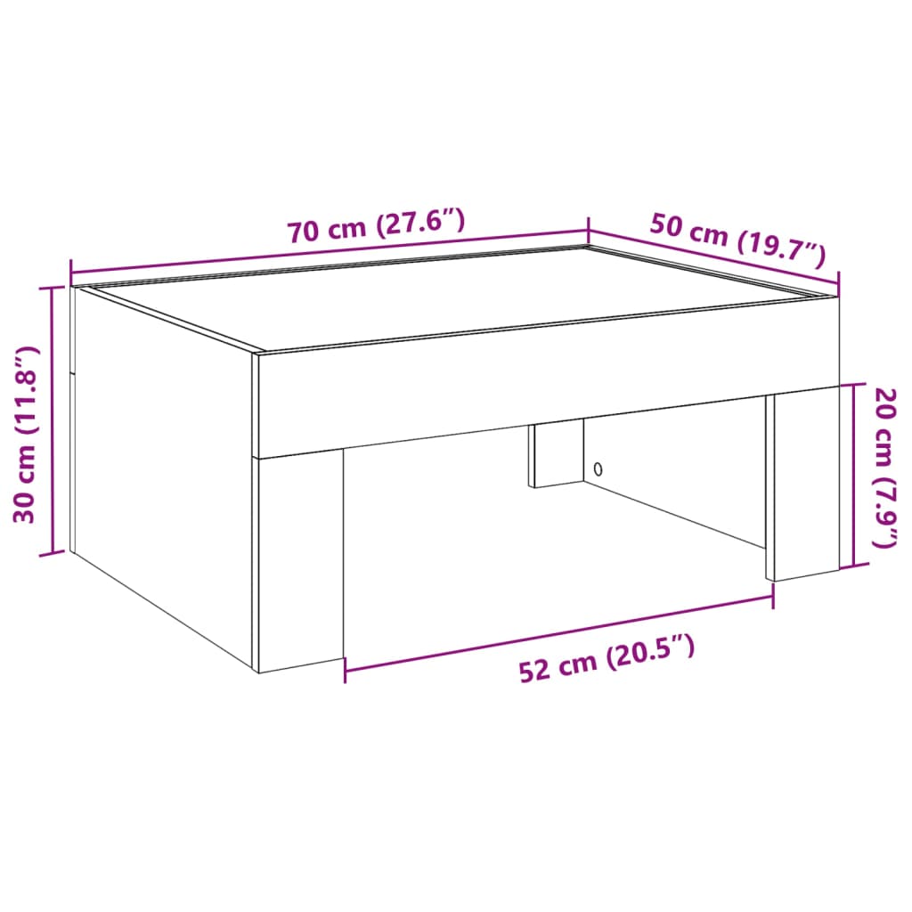 vidaXL Stolić s beskonačnim LED svjetlima boja hrasta 70x50x30 cm