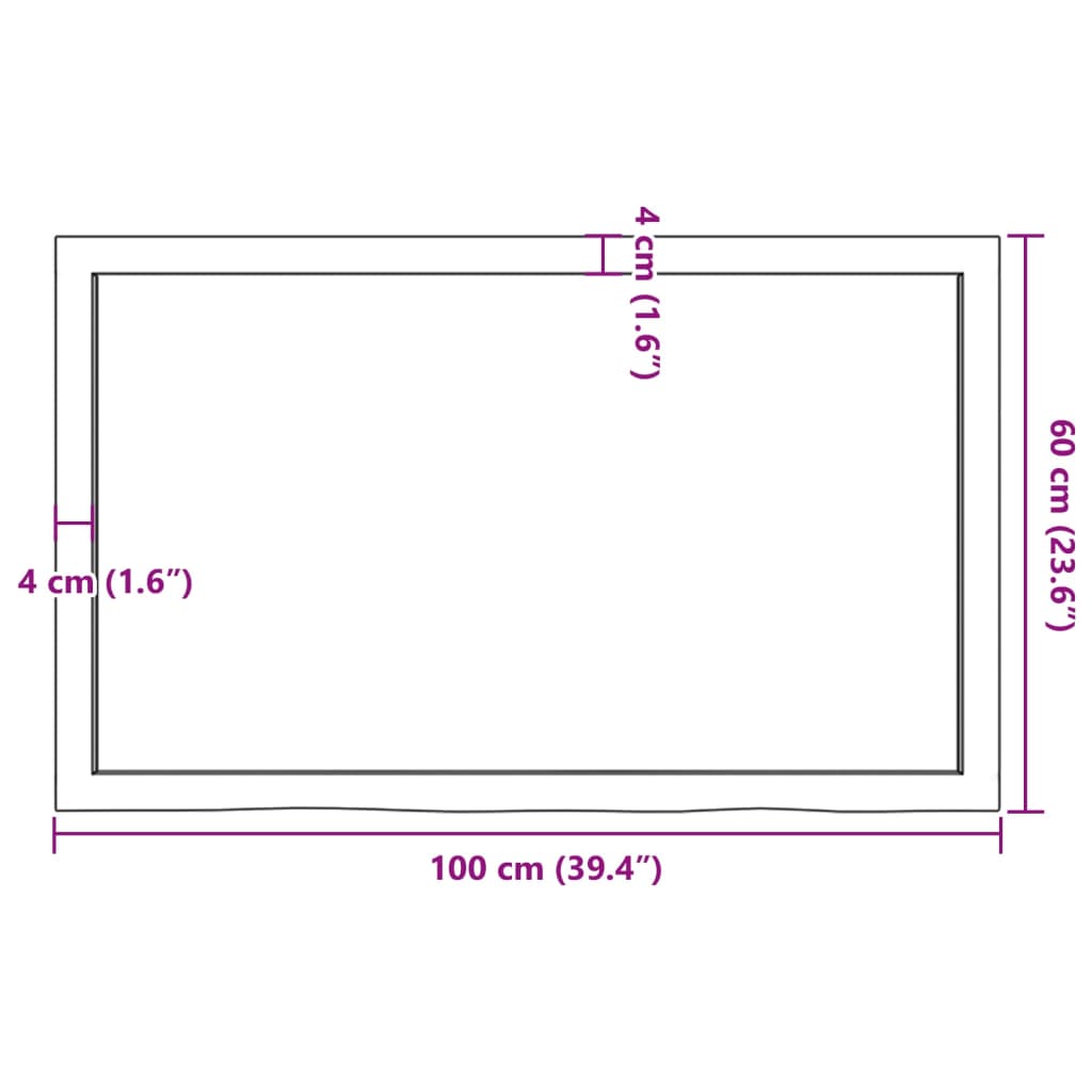 vidaXL Zidna polica tamnosmeđa 100x60x(2-4) cm od obrađene hrastovine