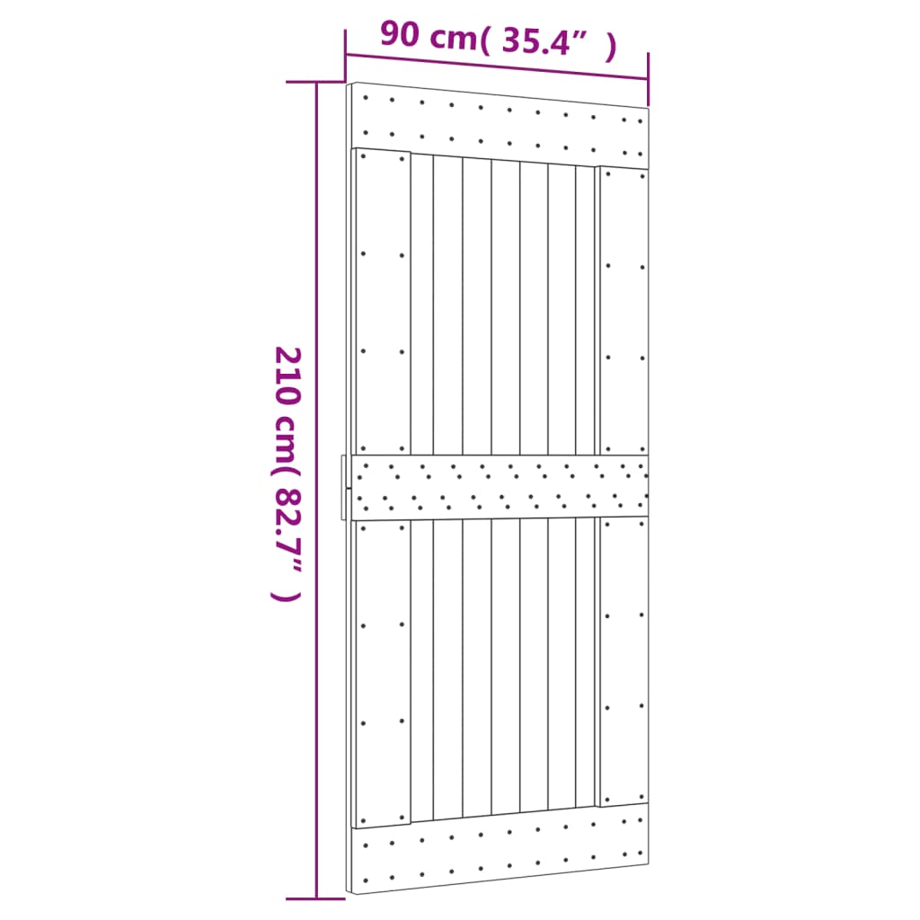 vidaXL Klizna vrata s priborom za montažu 90 x 210 cm masivna borovina