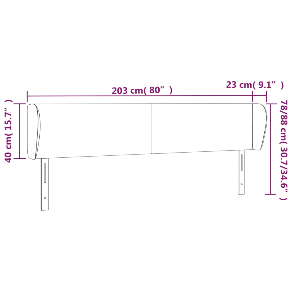 vidaXL Uzglavlje s ušima sivo 203x23x78/88 cm od umjetne kože