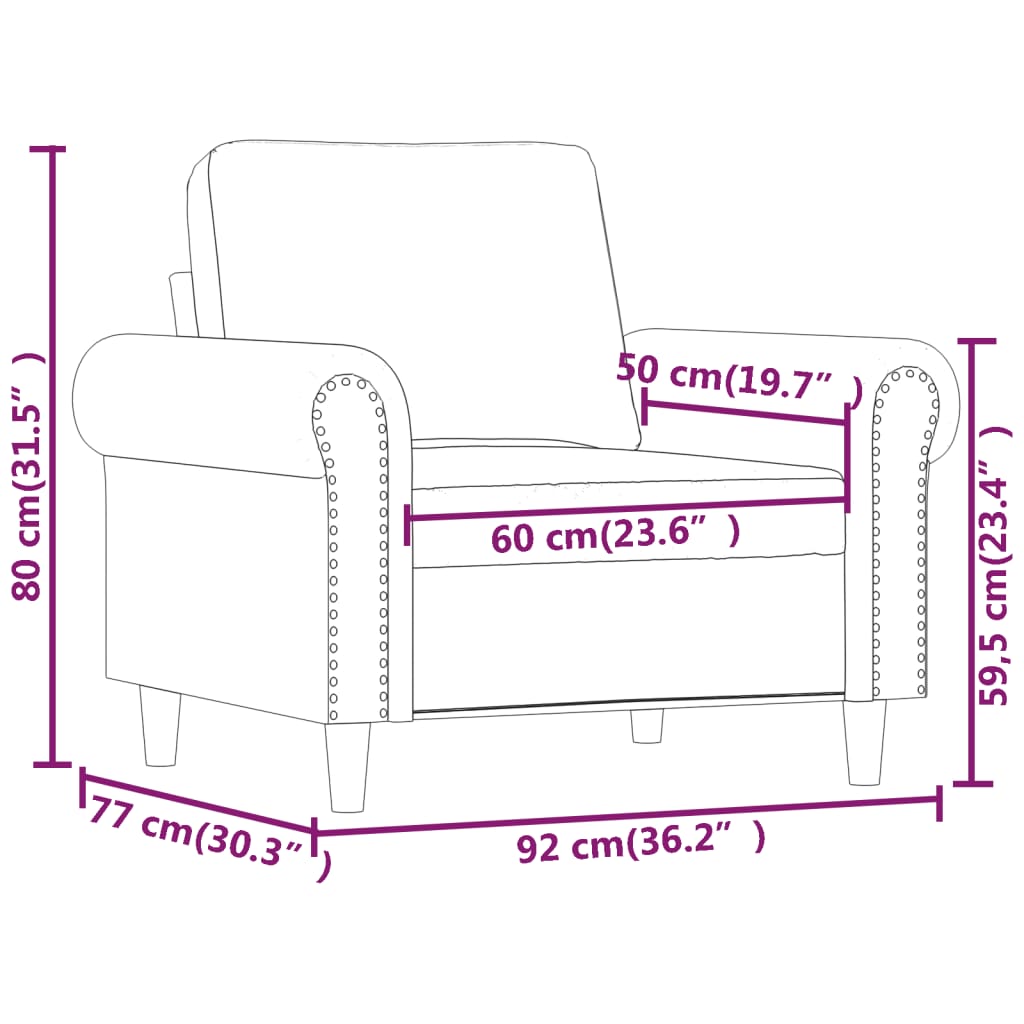 vidaXL Fotelja crna 60 cm od umjetne kože