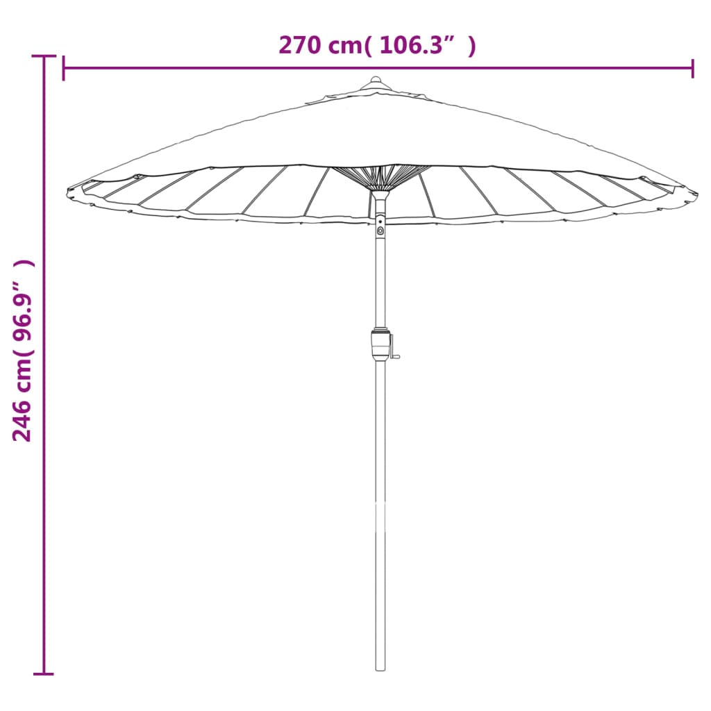 vidaXL Vanjski suncobran s aluminijskim stupom 270 cm azurnoplavi