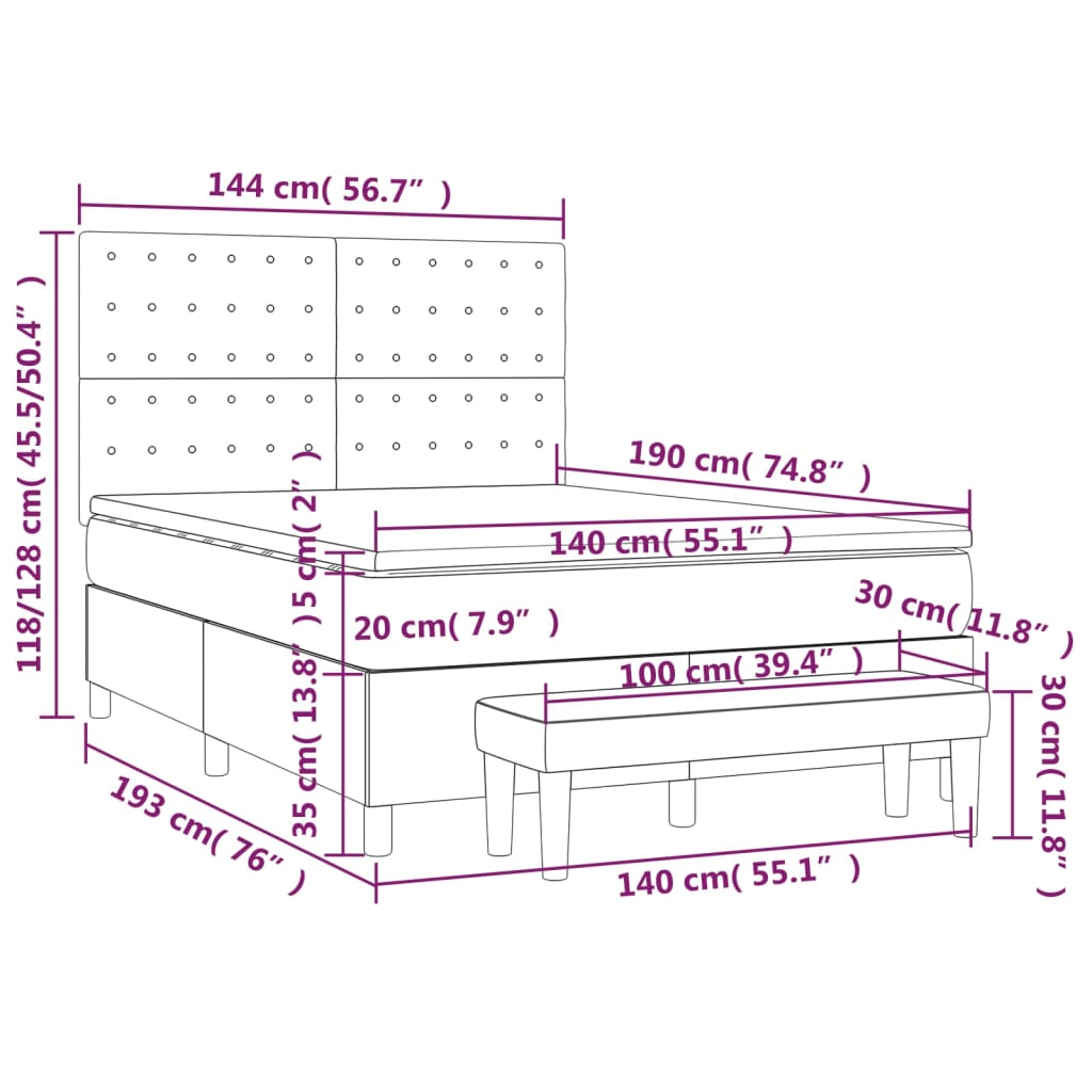 vidaXL Krevet s oprugama i madrac cappuccino 140x190cm od umjetne kože