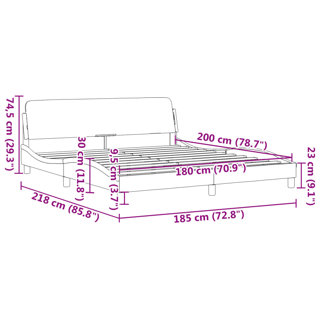 vidaXL Okvir za krevet s uzglavljem crno-bijeli 180x200cm umjetna koža