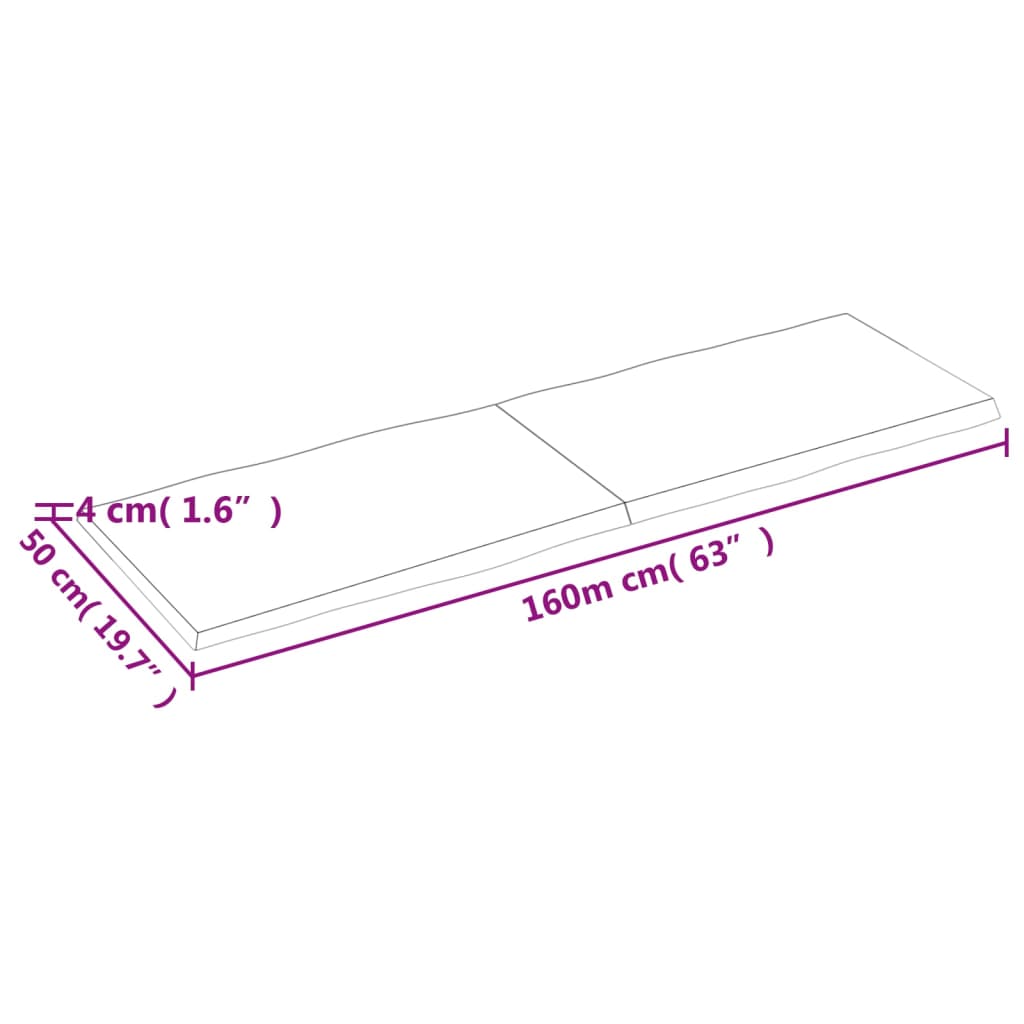 vidaXL Stolna ploča svjetlosmeđa 160x50x(2-4) cm obrađena hrastovina