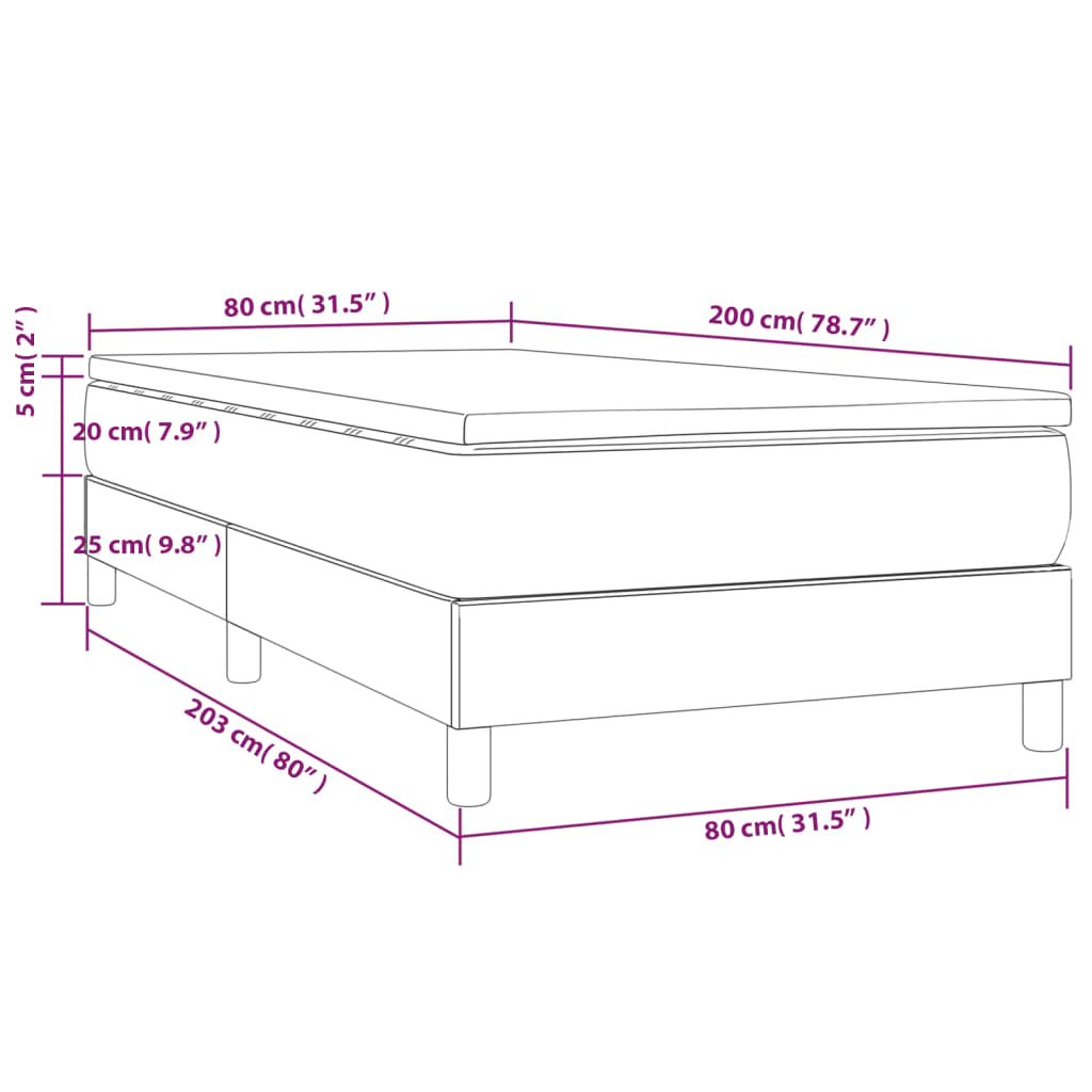 vidaXL Krevet s oprugama i madracem crni 80 x 200 cm od umjetne kože