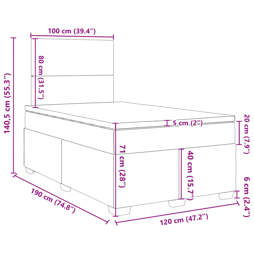 vidaXL Krevet s oprugama i madracem svjetlosivi 120x190 cm baršunasti