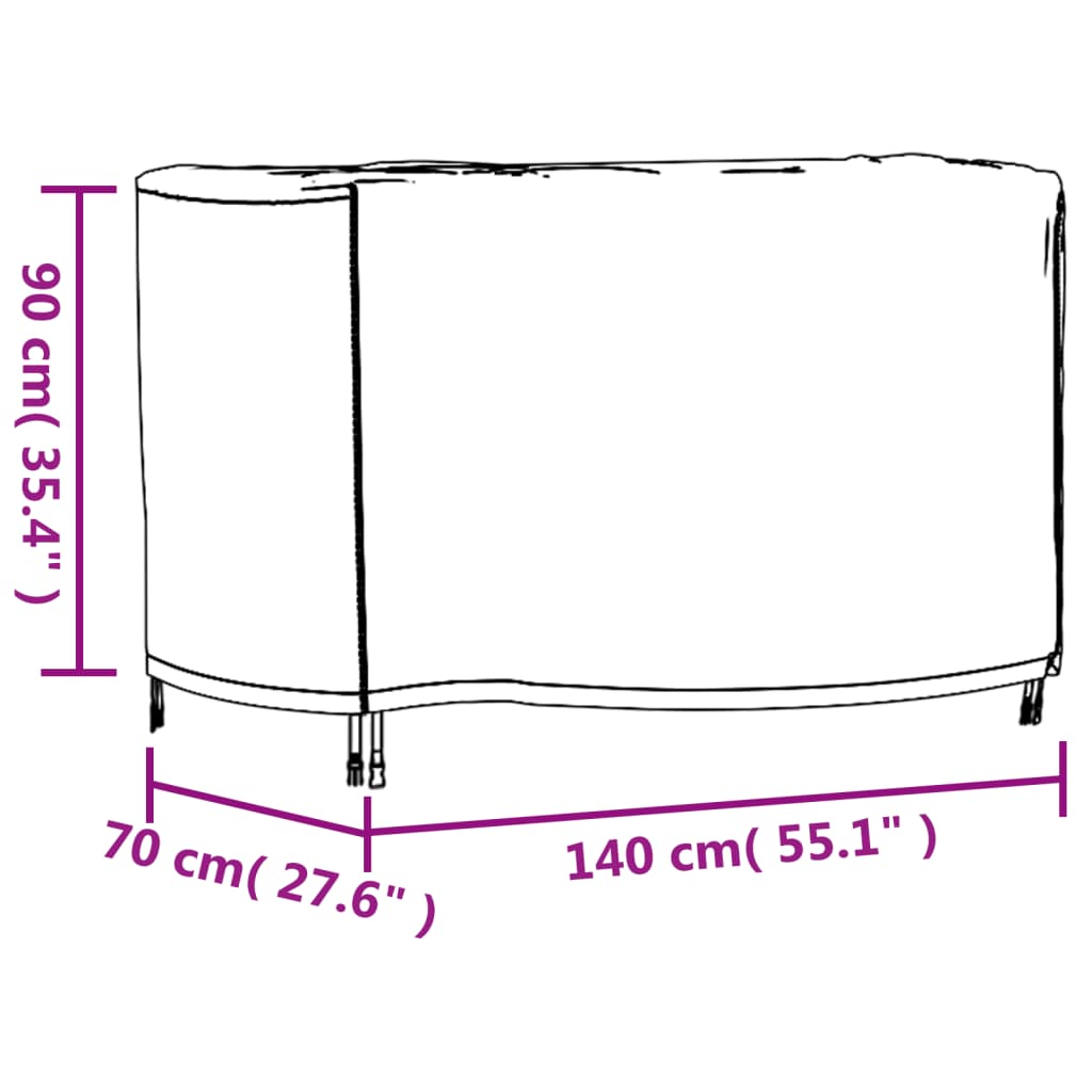 vidaXL Navlaka za vrtni namještaj crna 140x70x90 cm vodootporna 420D