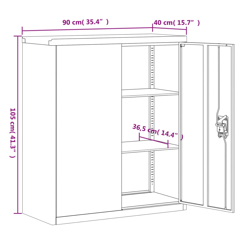 vidaXL Ormarić za spise bijeli 90x40x145 cm čelični