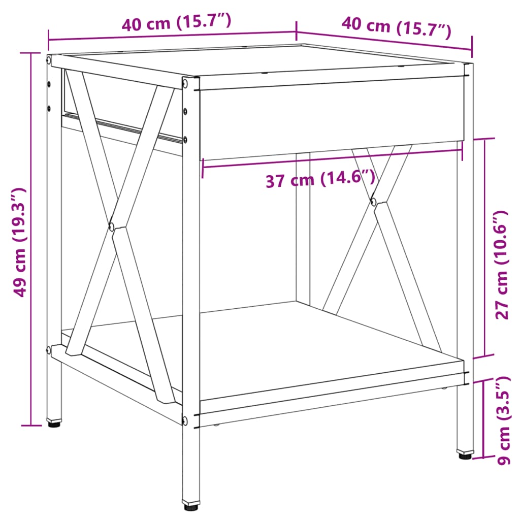 vidaXL Stolić s beskonačnim LED svjetlima boja hrasta 40x40x49 cm