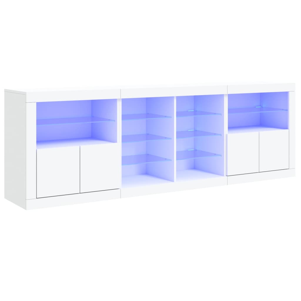 vidaXL Komoda s LED svjetlima bijela 202x37x67 cm