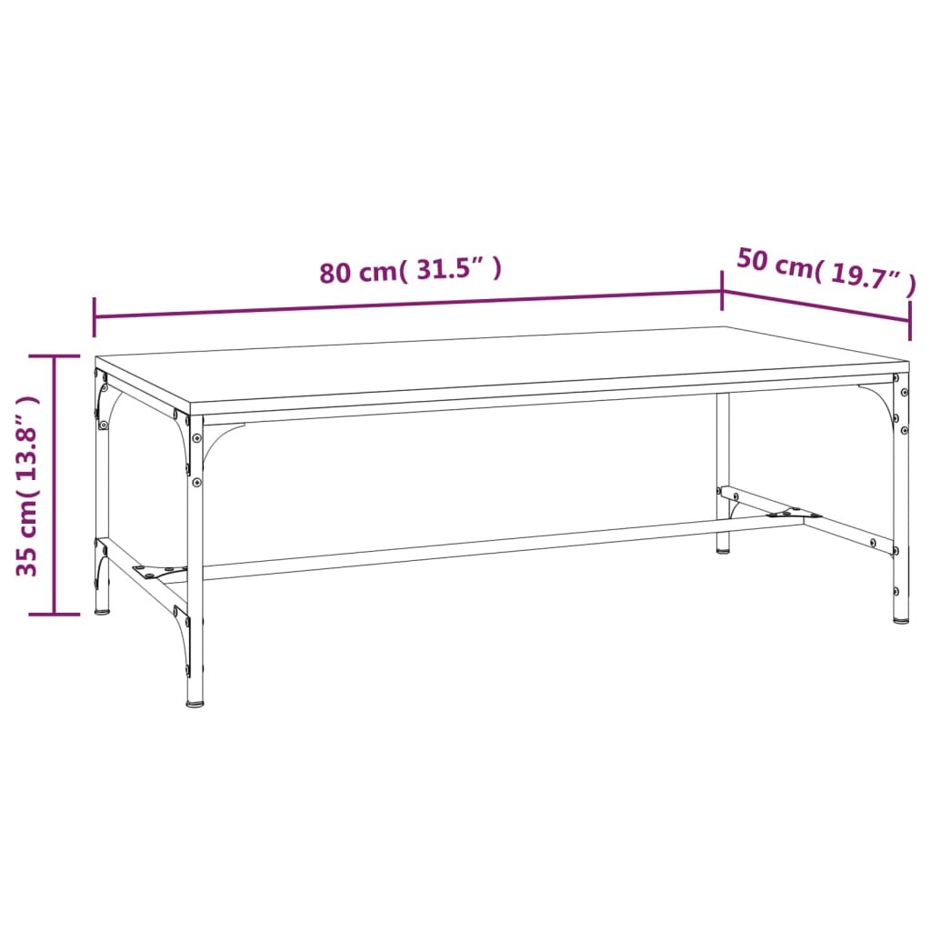 vidaXL Stolić za kavu boja hrasta 80x50x35 cm konstruirano drvo