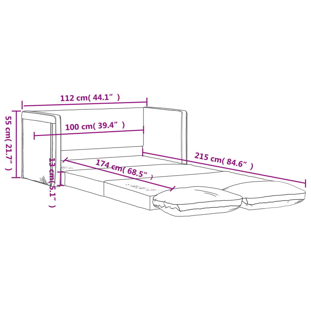 vidaXL Podni kauč na razvlačenje 2-u-1 plavi 112x174x55 cm od tkanine