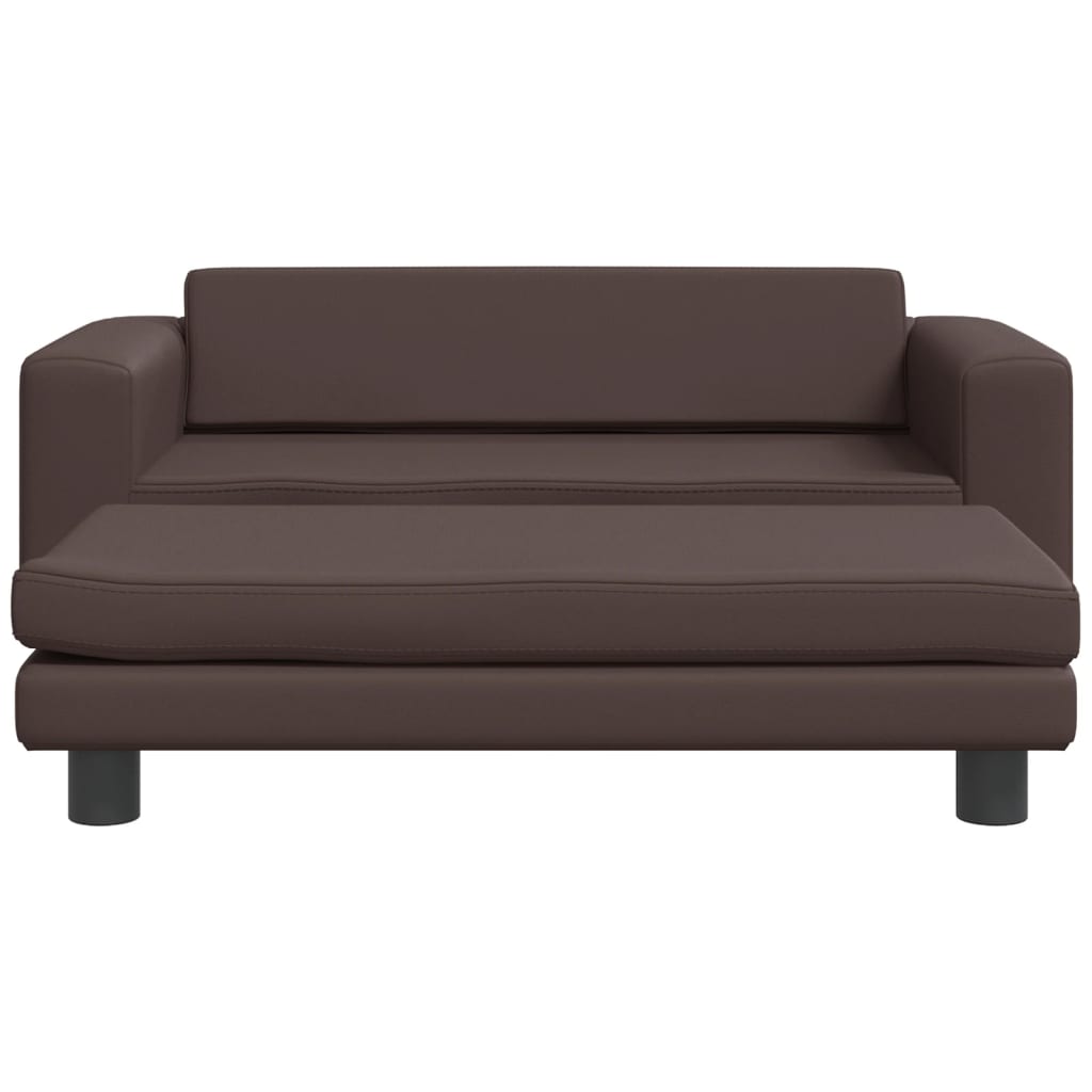 vidaXL Dječja sofa s tabureom smeđa 100 x 50 x 30 cm od umjetne kože