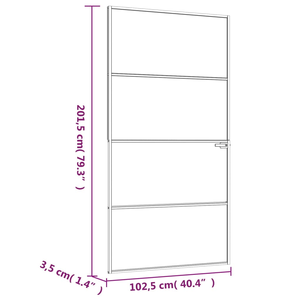 vidaXL Sobna vrata bijela 102x201,5 cm kaljeno staklo i aluminij tanka