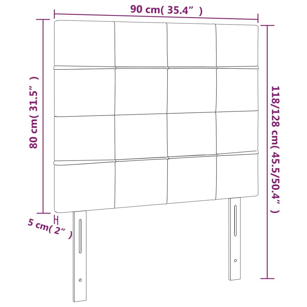 vidaXL Uzglavlja 2 kom krem 90x5x78/88 cm od tkanine