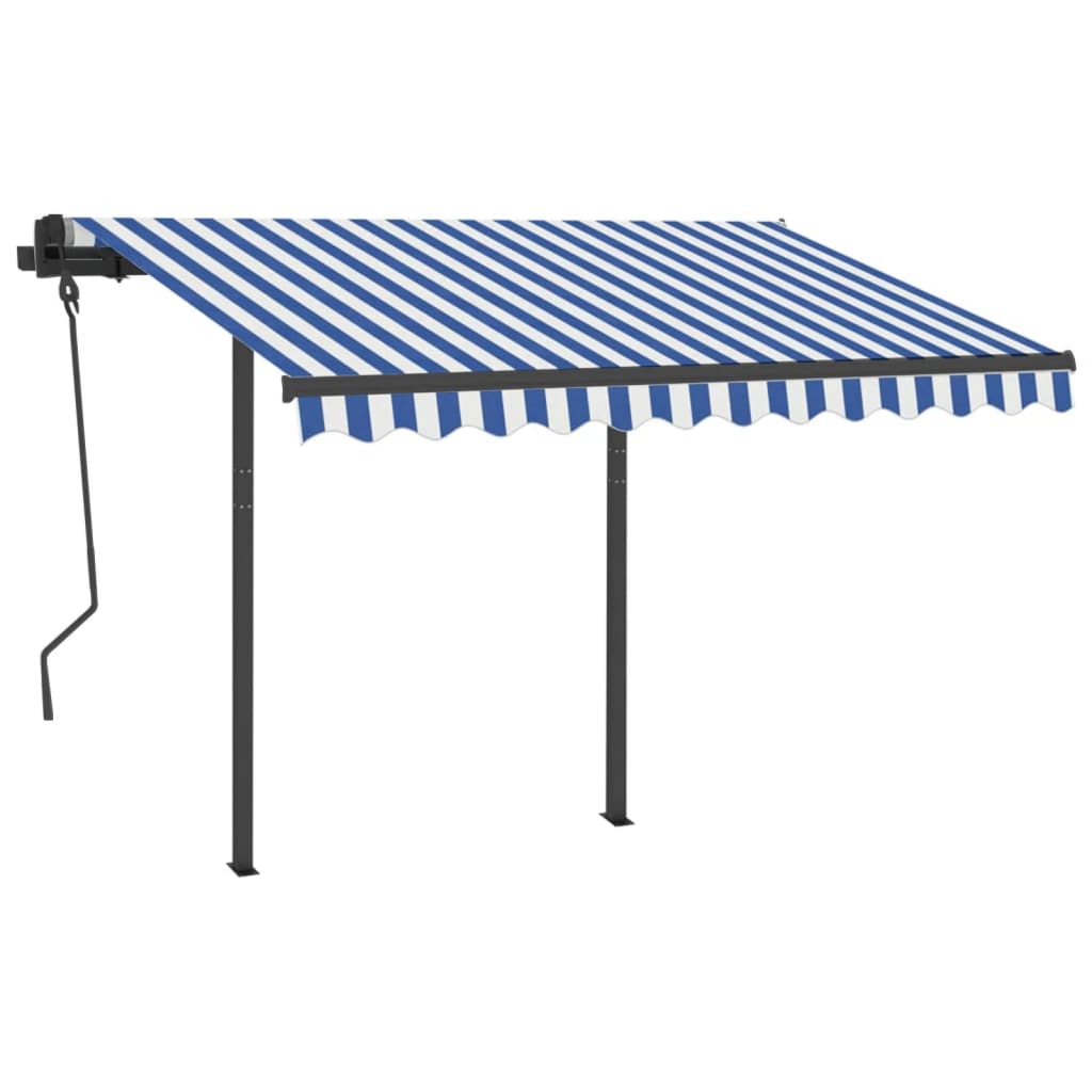 vidaXL Automatska tenda sa senzorom LED 3 x 2,5 m plavo-bijela