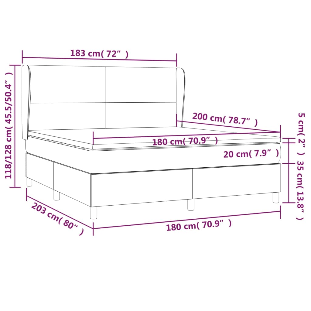 vidaXL Krevet s oprugama i madracem crni 180x200 cm baršunasti