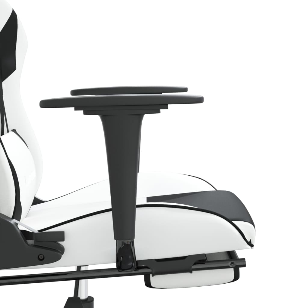 vidaXL Masažna igraća stolica s osloncem bijelo-crna od umjetne kože
