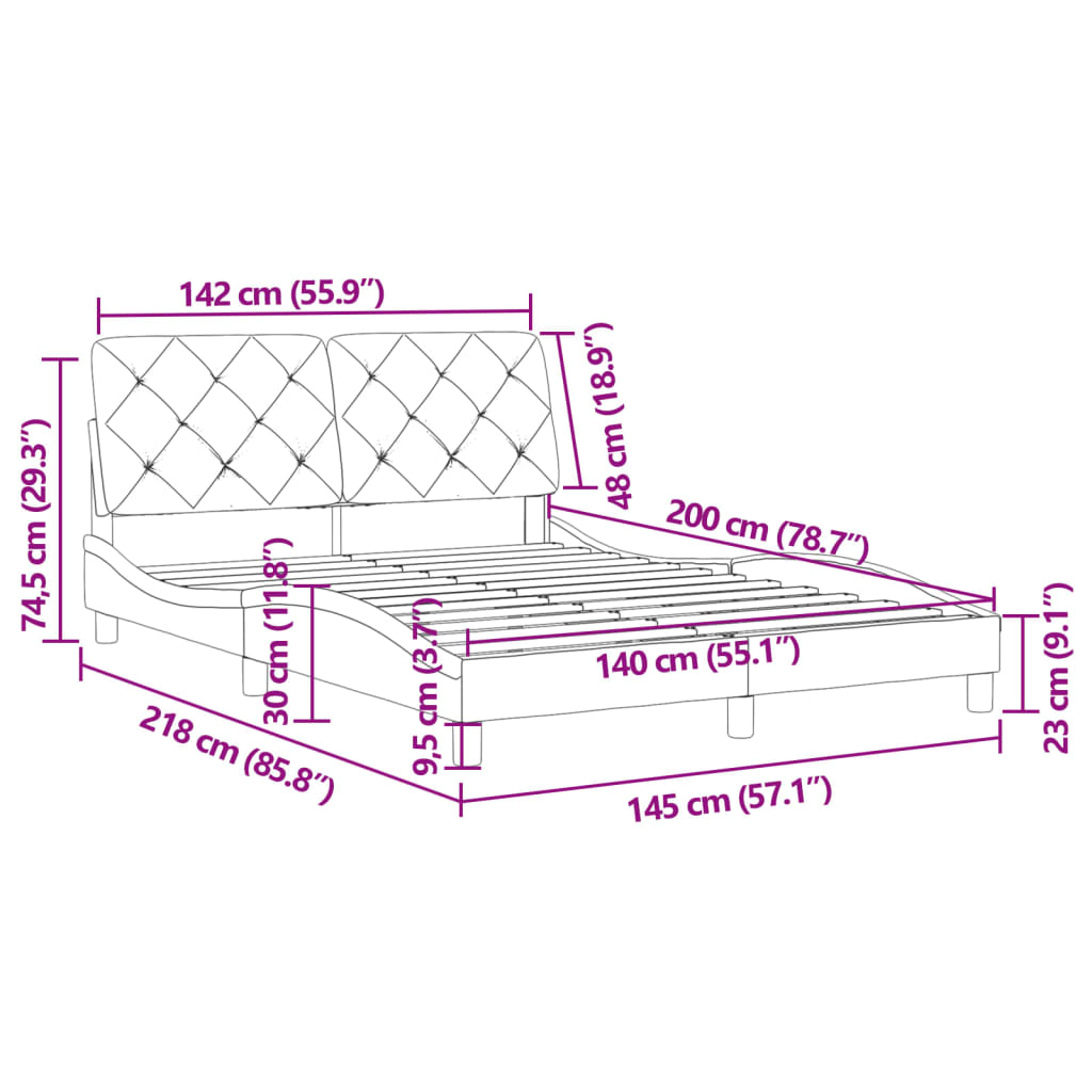 vidaXL Okvir za krevet s uzglavljem svjetlosivi 140x200 cm baršunasti