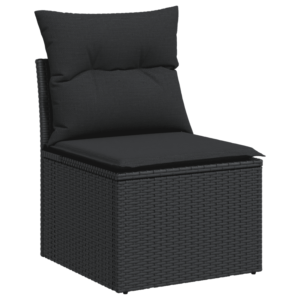 vidaXL 9-dijelni set vrtnih sofa s jastucima crni od poliratana