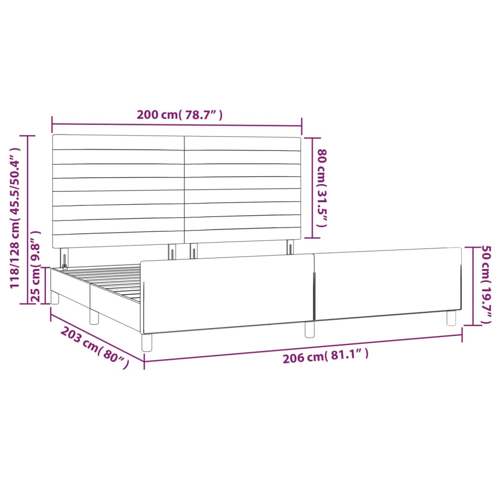 vidaXL Okvir za krevet s uzglavljem krem 180 x 200 cm od tkanine