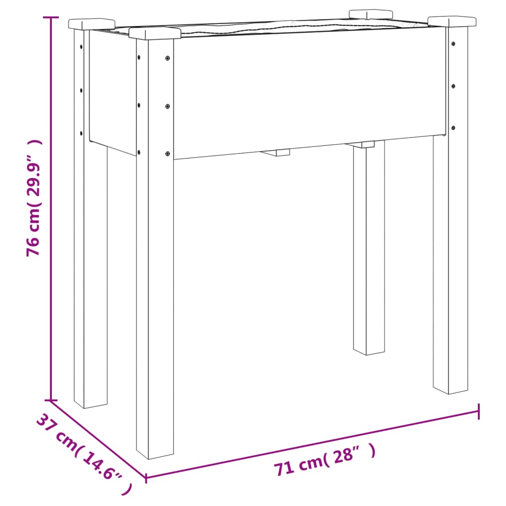 vidaXL Sadilica s kotačima i oblogom 71x37x80 cm od masivne jelovine