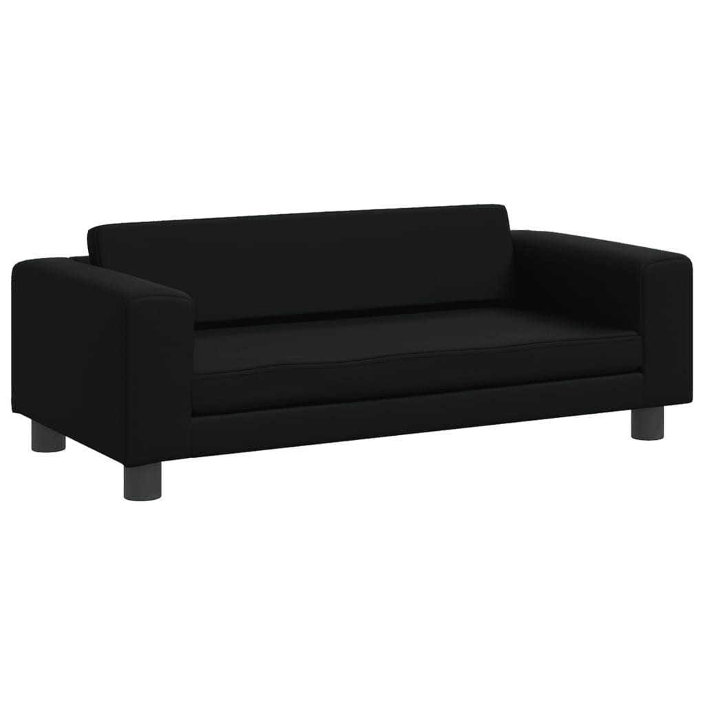 vidaXL Dječja sofa s tabureom crna 100 x 50 x 30 cm od umjetne kože