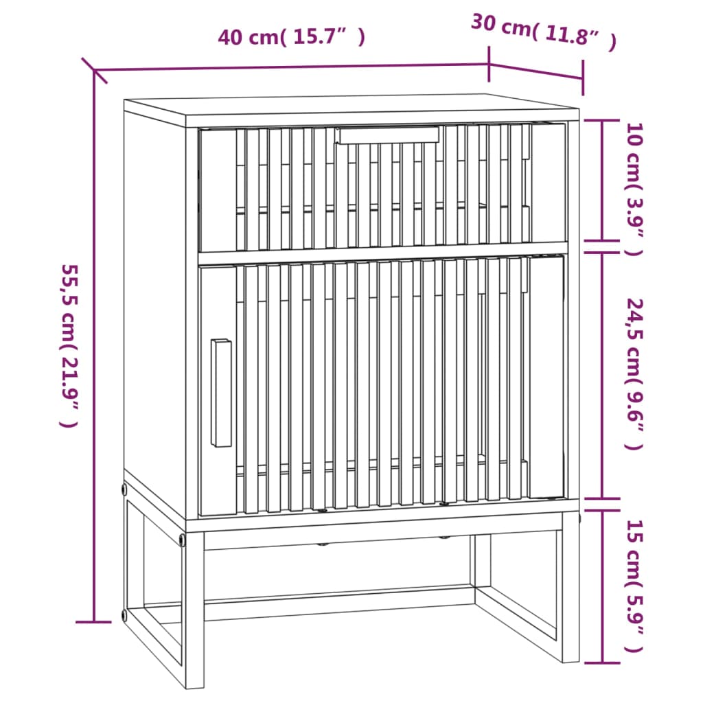 vidaXL Noćni ormarići 2 kom 40 x 30 x 55,5 cm od drva i željeza