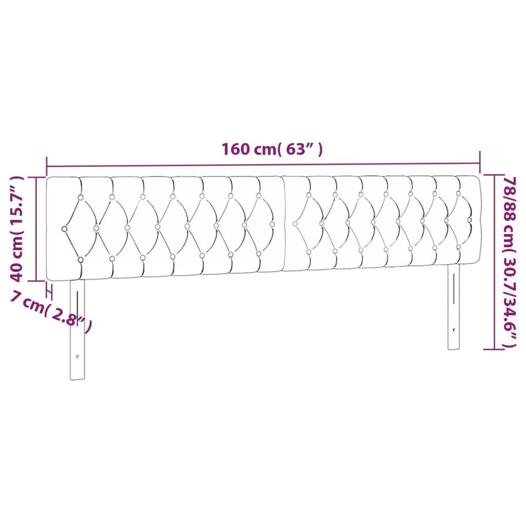 vidaXL LED uzglavlje svjetlosivo 160 x 7 x 78/88 cm od tkanine