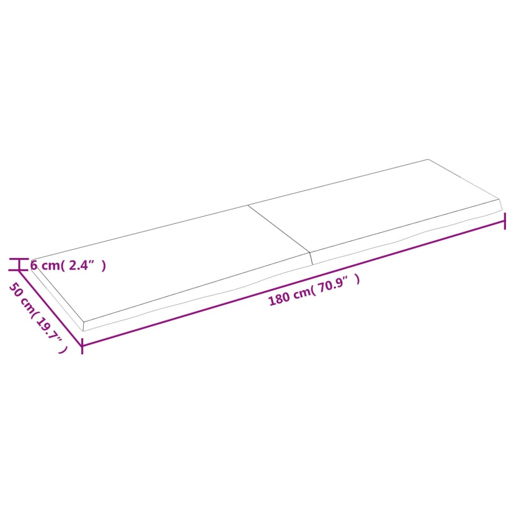 vidaXL Stolna ploča 180x50x(2-6) cm od netretirane masivne hrastovine