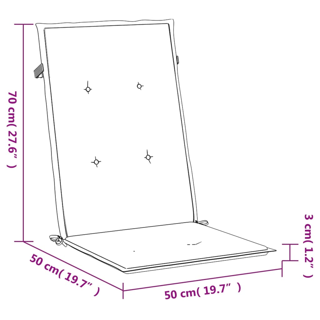 vidaXL Jastuci za vrtne stolice 2 kom plavi 120 x 50 x 3 cm od tkanine