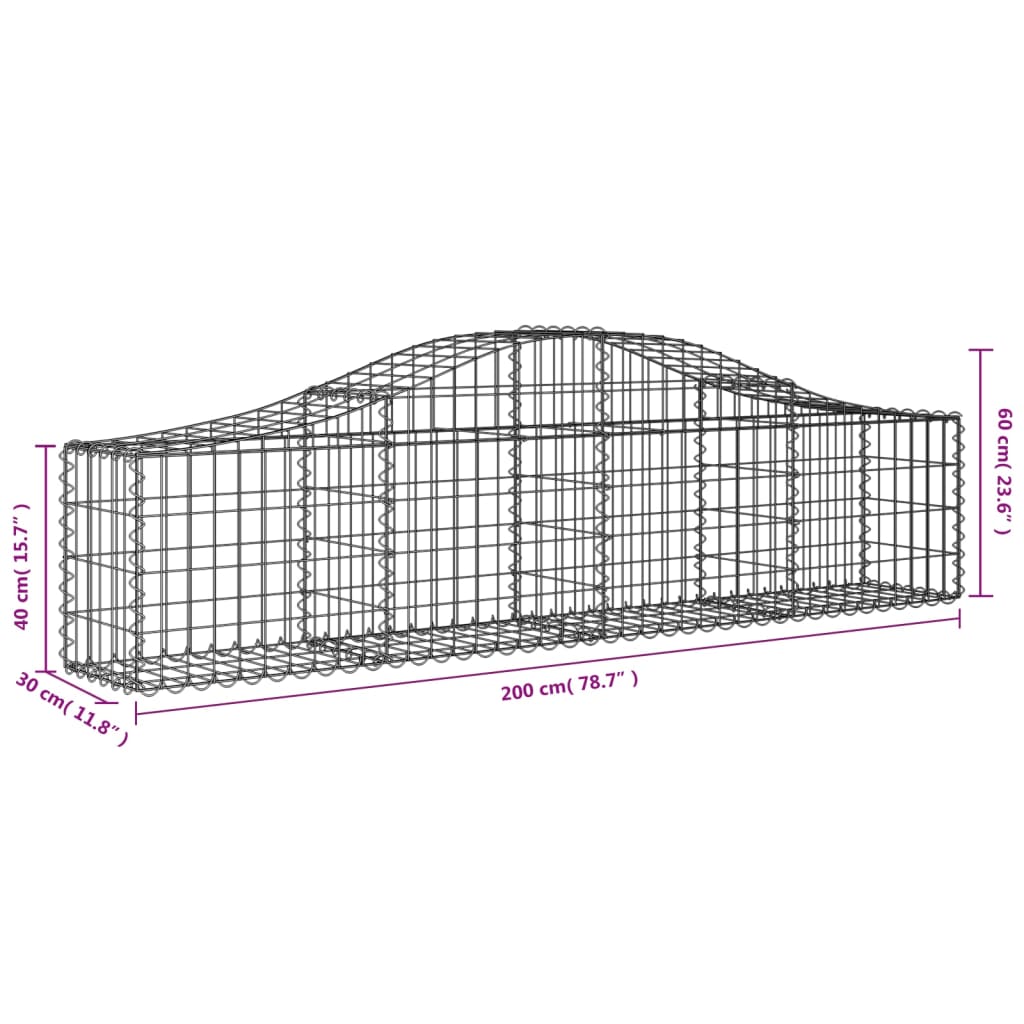 vidaXL Lučne gabionske košare 7 kom 200x30x40/60 cm pocinčano željezo