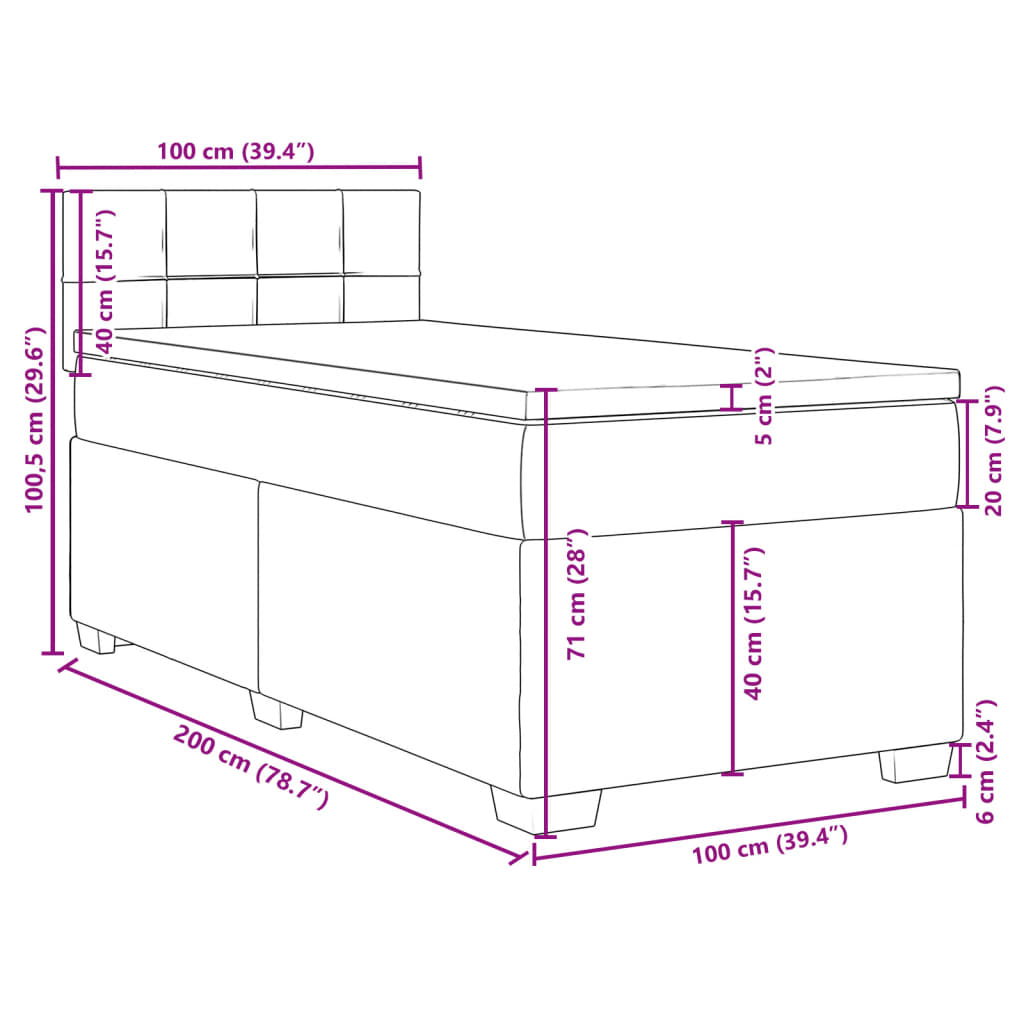 vidaXL Box spring krevet s madracem tamnozeleni 100x200 cm baršunasti