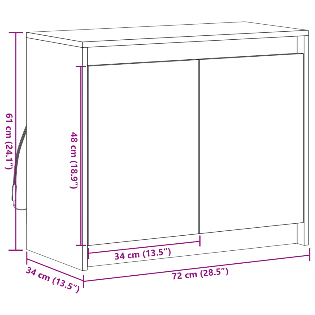 vidaXL Komoda s LED boja smeđeg hrasta 72x34x61 cm konstruirano drvo