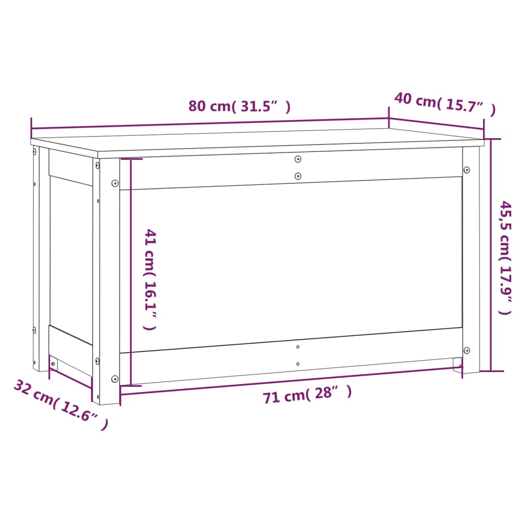 vidaXL Kutija za pohranu boja meda 80x40x45,5 cm od masivne borovine