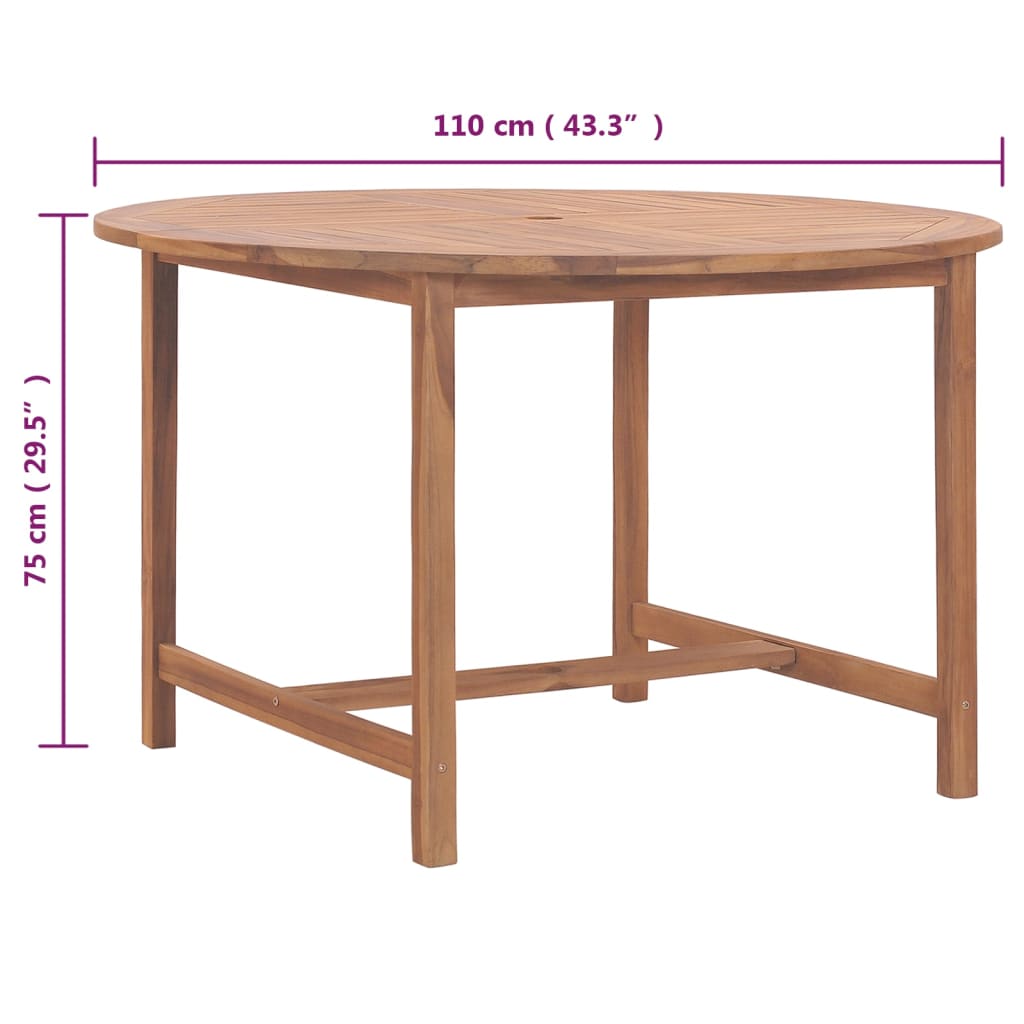 vidaXL Vrtni blagovaonski stol Ø 110 x 75 cm od masivne tikovine