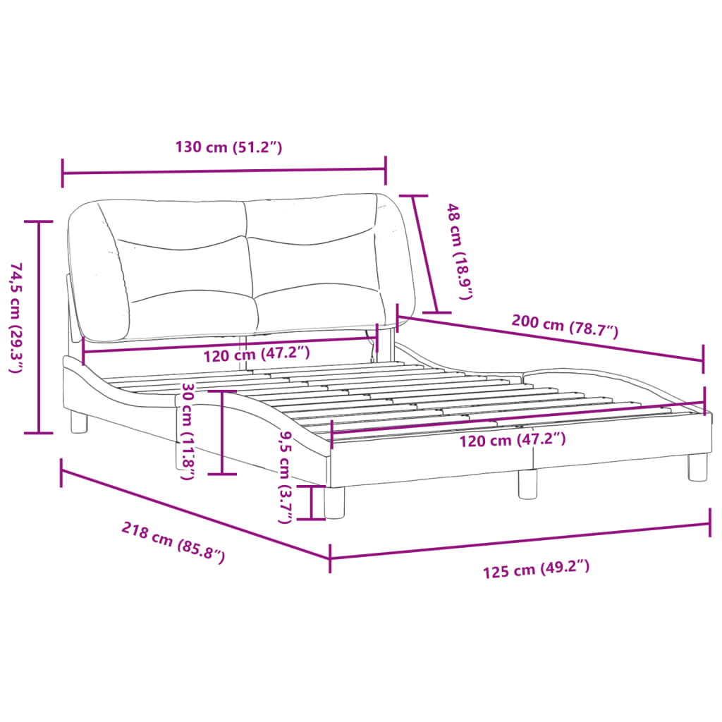 vidaXL Okvir kreveta s LED svjetlima tamnosivi 120 x 200 cm od tkanine