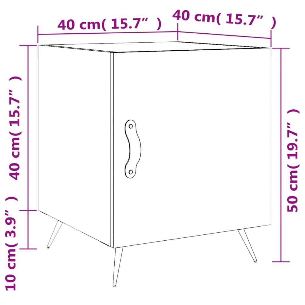 vidaXL Noćni ormarići 2 kom boja smeđeg hrasta 40 x 40 x 50 cm drveni