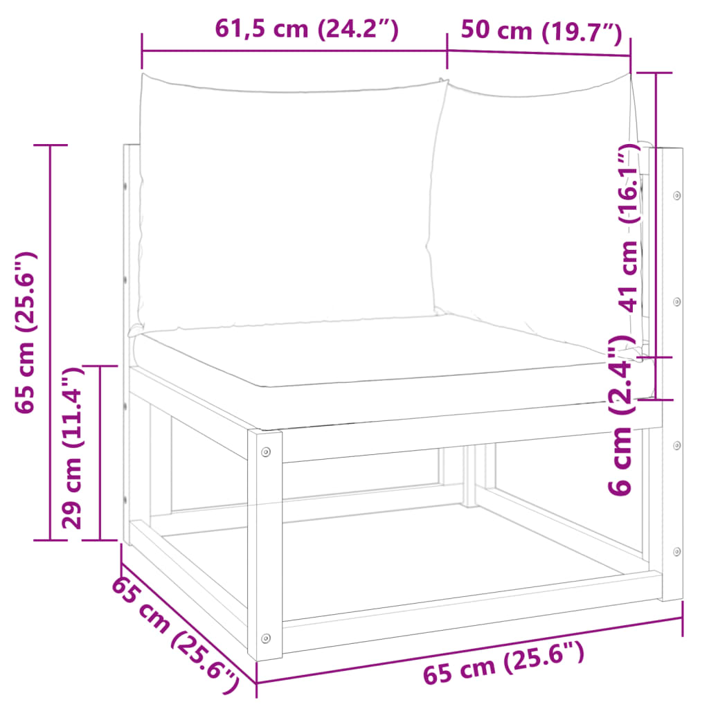 vidaXL Kutna vrtna sofa s jastucima od masivnog drva bagrema