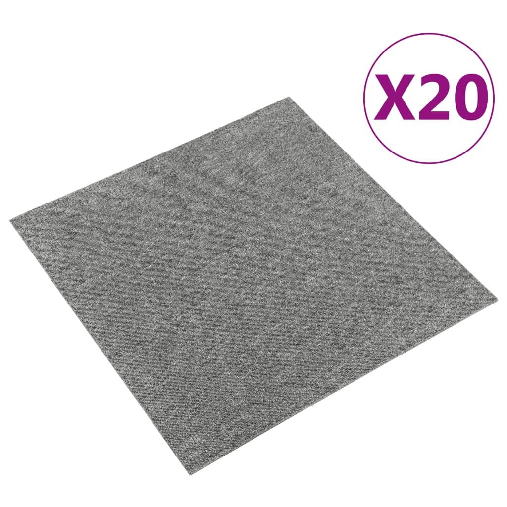 vidaXL Podne pločice s tepihom 20 kom 5 m² 50 x 50 cm sive