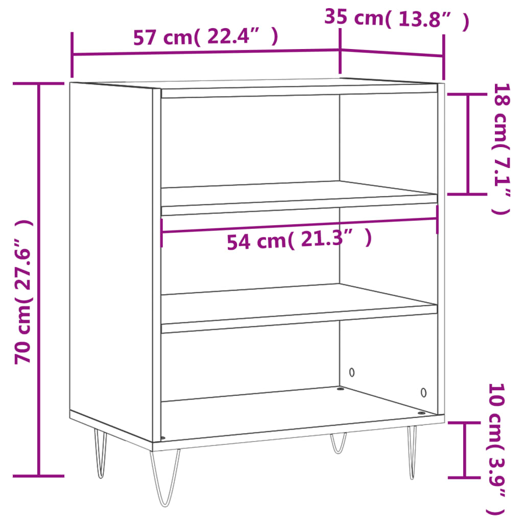 vidaXL Komoda bijela 57 x 35 x 70 cm od konstruiranog drva