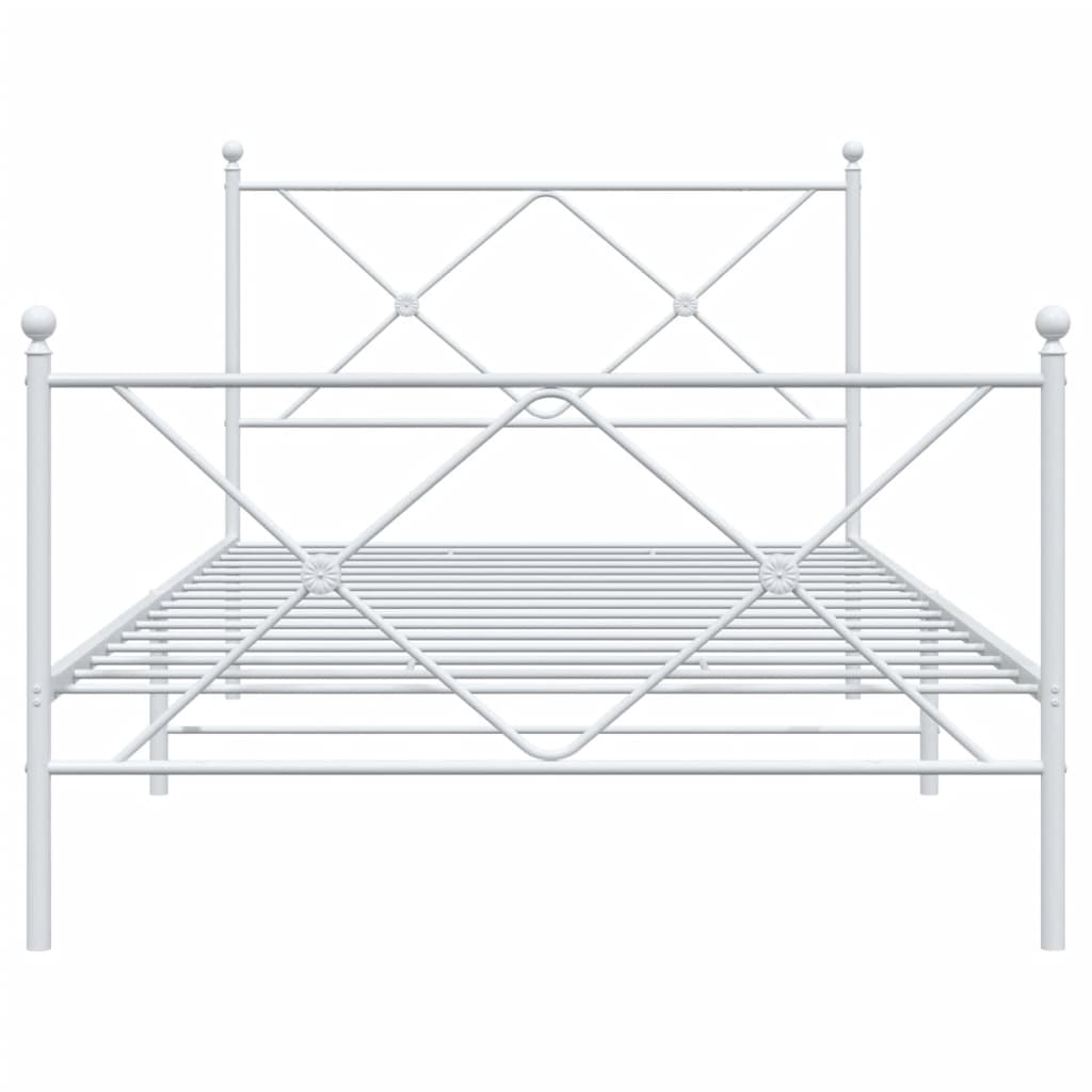 vidaXL Metalni okvir kreveta uzglavlje i podnožje bijeli 100x200 cm