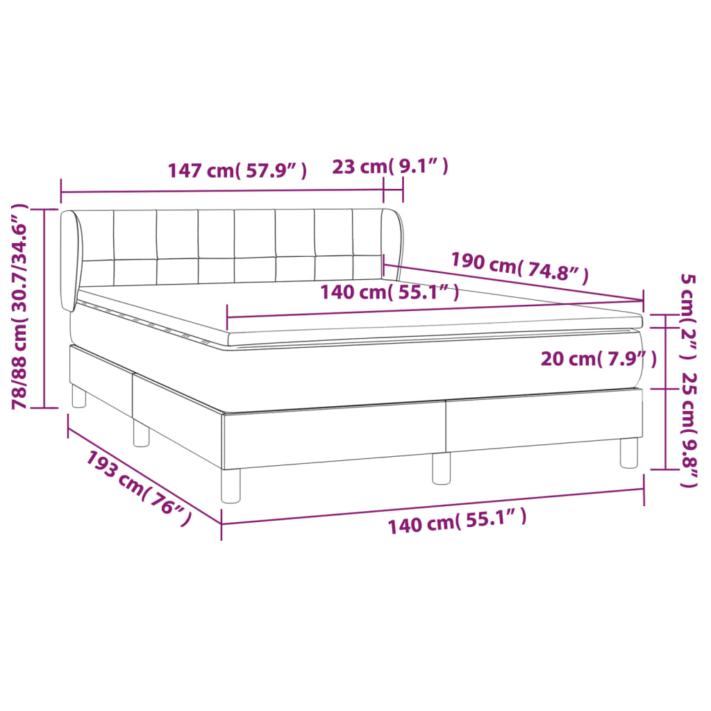 vidaXL Krevet s oprugama i madracem crni 140 x 190 cm baršunasti